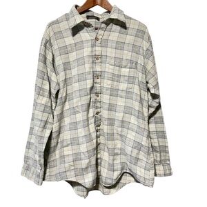 Leo Chevalier Beige Plaid Flannel Button Down Shirt Made in Canada XL